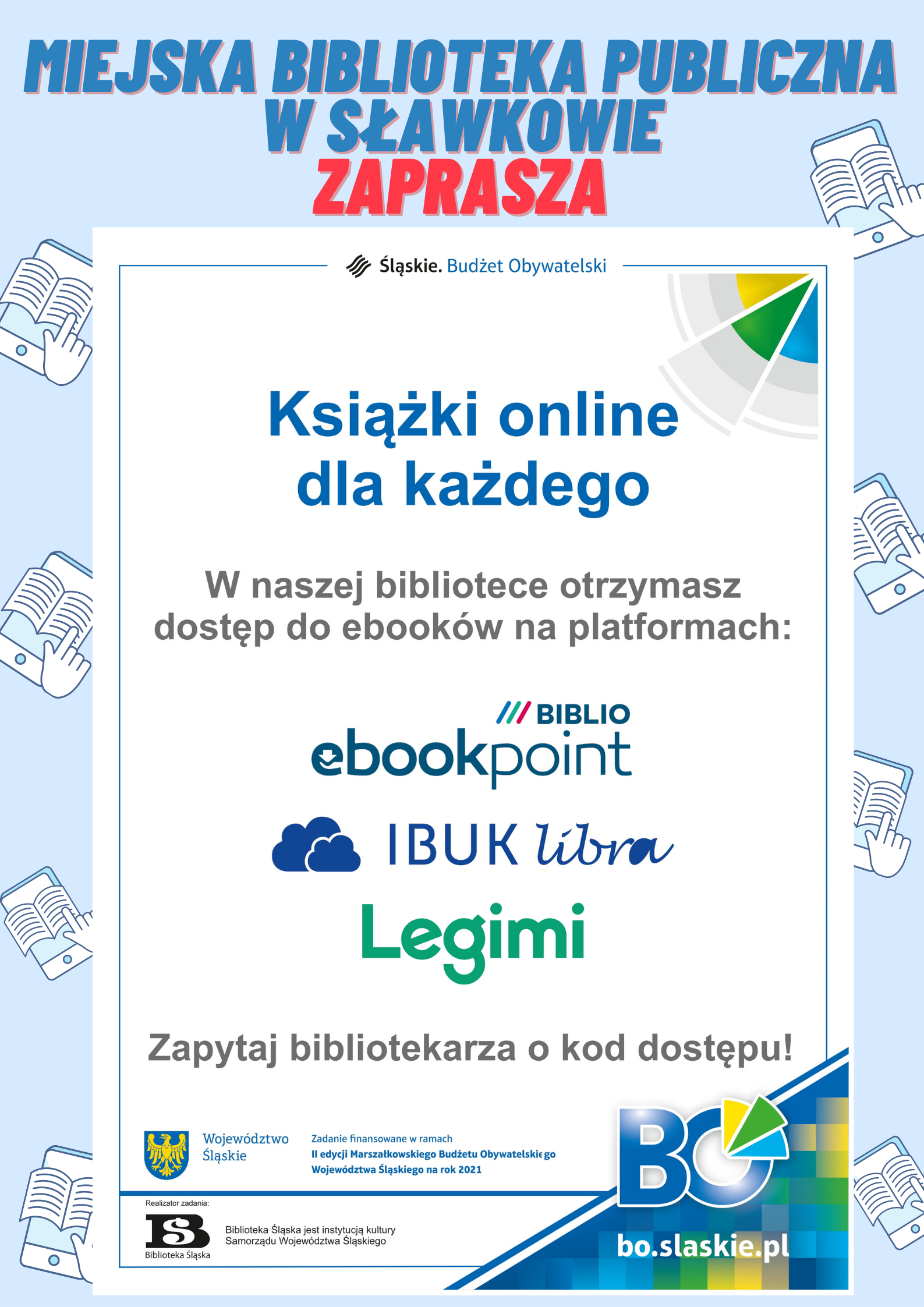 plakat promujący książki online dla każdego