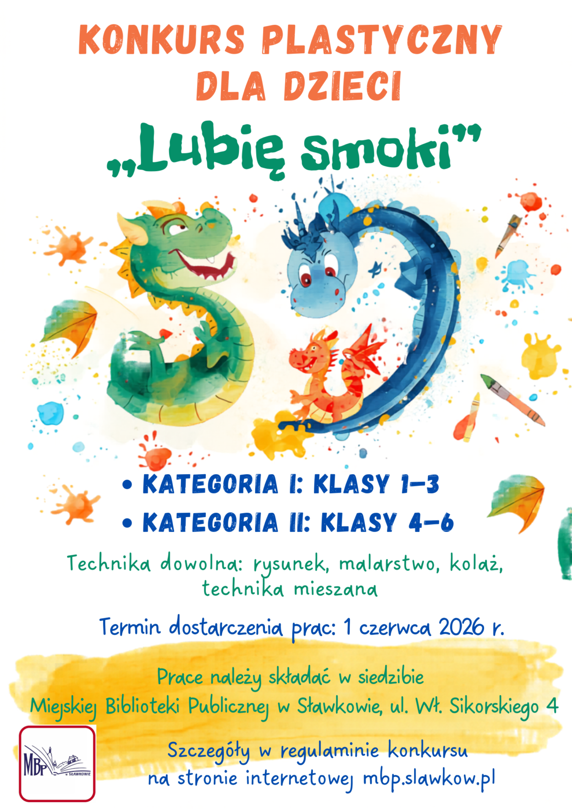 UWAGA MŁODZI ARTYŚCI! KONKURS PLASTYCZNY „LUBIĘ SMOKI”