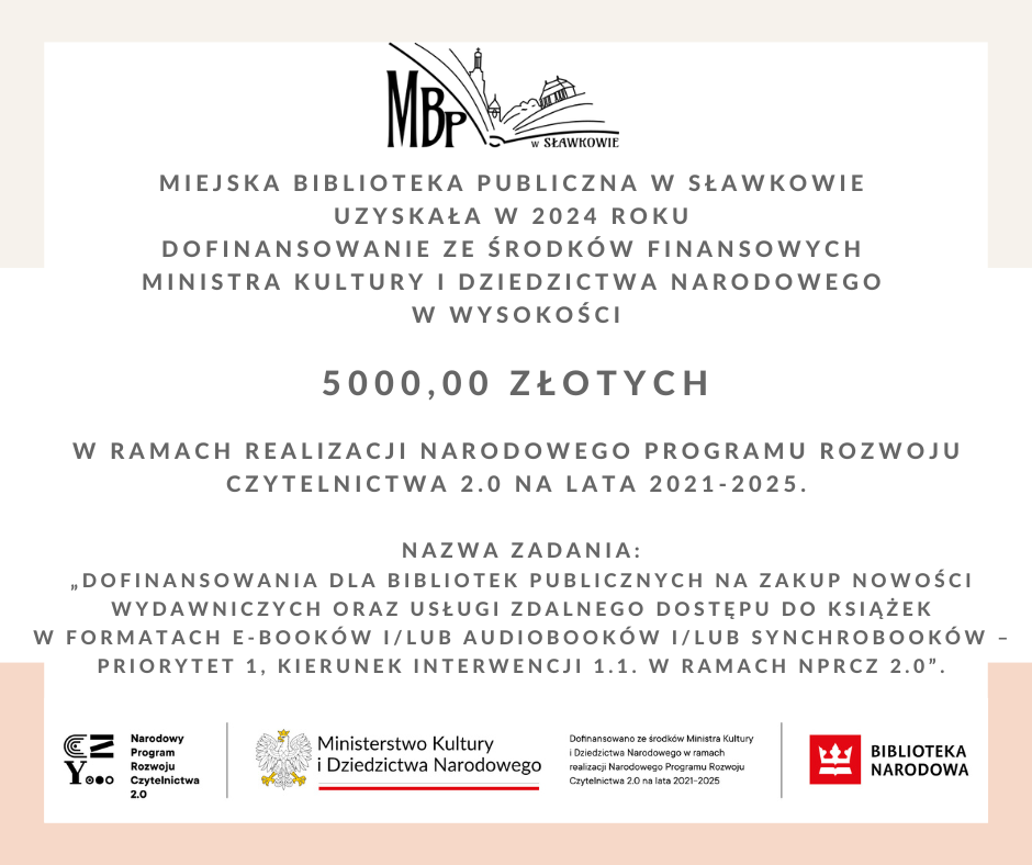 Dofinansowanie ze środków finansowych Ministra Kultury i Dziedzictwa Narodowego