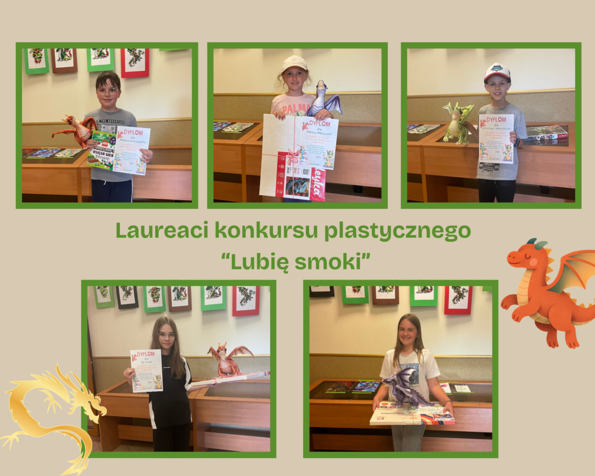 Laureaci konkursu plastycznego  “Lubię smoki”